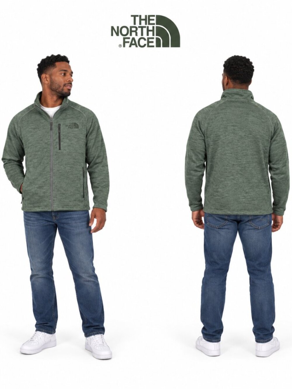 The North Face Mens Canyonlands Full Zip Jacket Thyme Heather Green S NF0A3SO6
